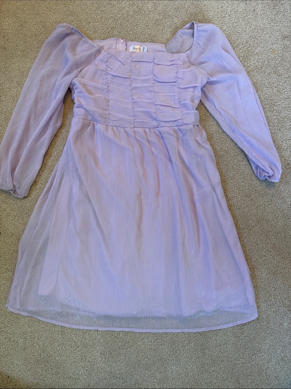 Francesca's Collections Lilac Long-Sleeve Smocked Dress